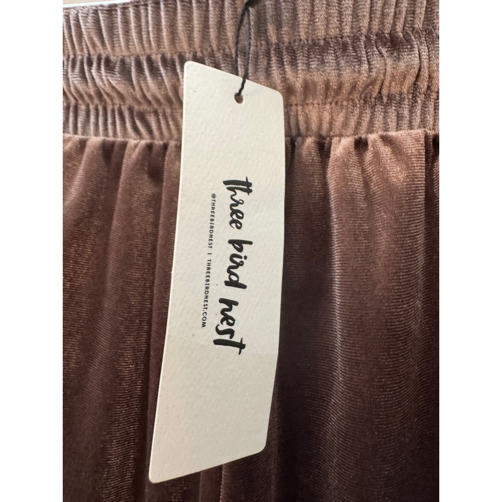 Three Bird Nest Relaxing Robin Velvet Wide Leg Pant NWT Medium Coco - Picture 5 of 7